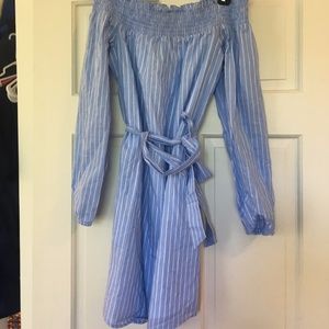 Strapless linen mini dress