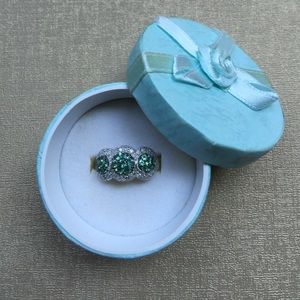 Alexandrite and diamond white gold ring size 6