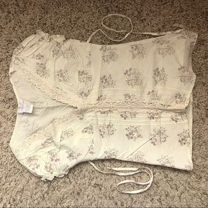 Floral cap-sleeve blouse