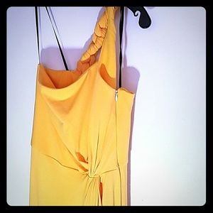 One shoulder column dress with leg slit