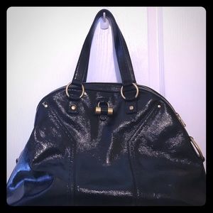 Black patent leather YSL muse bag (large size)