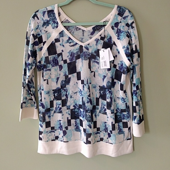 Magaschoni Tops - Magaschoni Screen Printed Floral Top.
