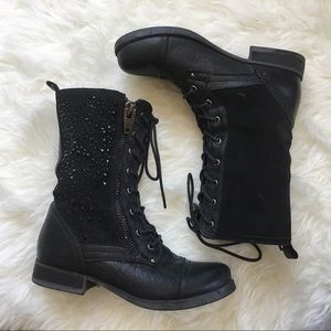 Aldo black combat combat boots with stud detailing