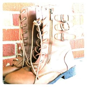 Brown leather boots