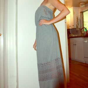 Strapless grey maxi dress