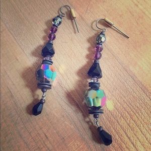 Black & Purple Iridescent Dangle Earrings