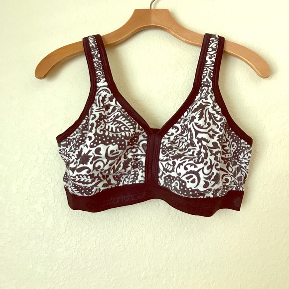 Other - (38E) Comfort Choice Sports Bra Black White Print