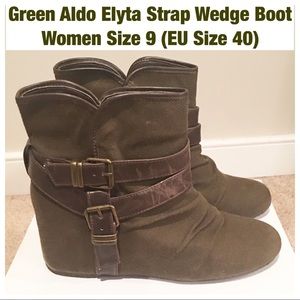 Green Aldo Elyta Strap Wedge Boot - Women's Size 9