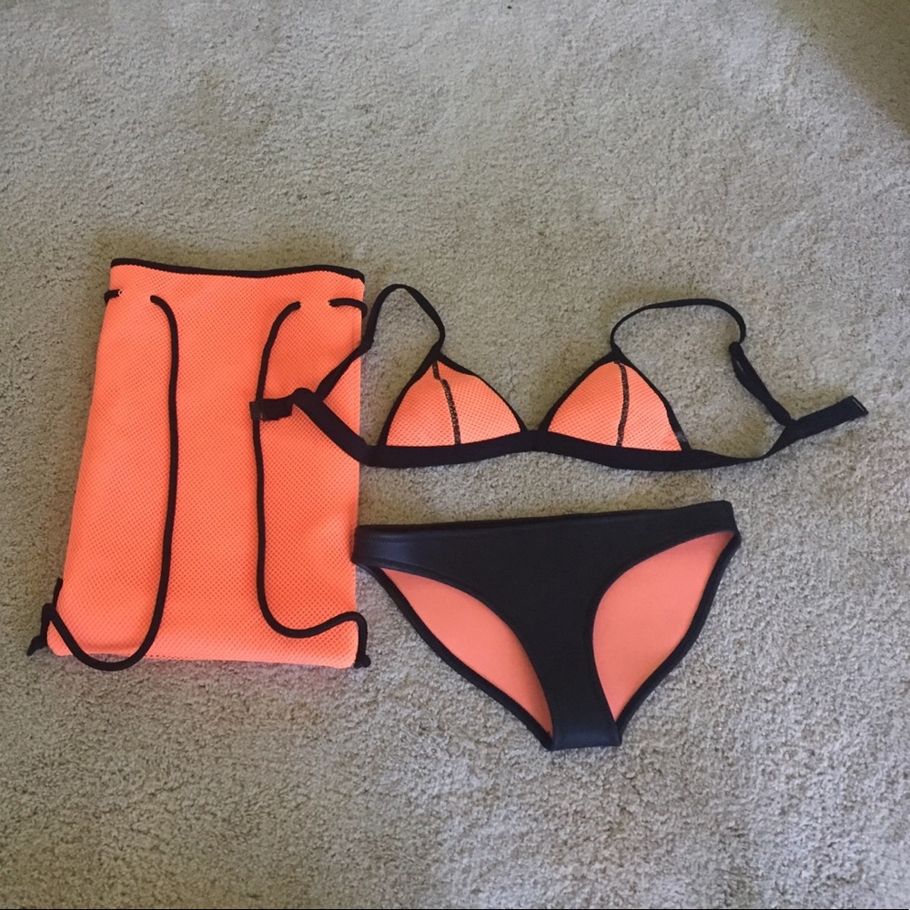TRIANGL Orange Burst bikini with bag