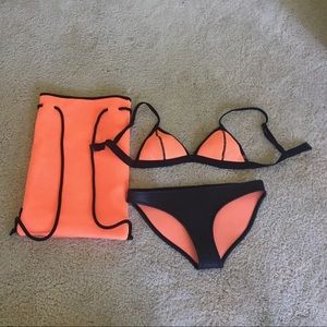 TRIANGL Orange Burst bikini with bag