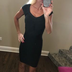 Bebe cap sleeve, bandage mini dress, dark green