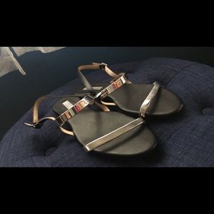 Women's black and silver sandals