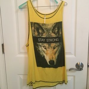 Cute tank! Yellow graphic muscle tee