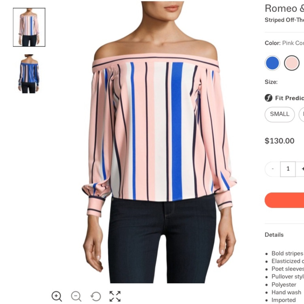 Romeo & Juliet couture off the shoulder top