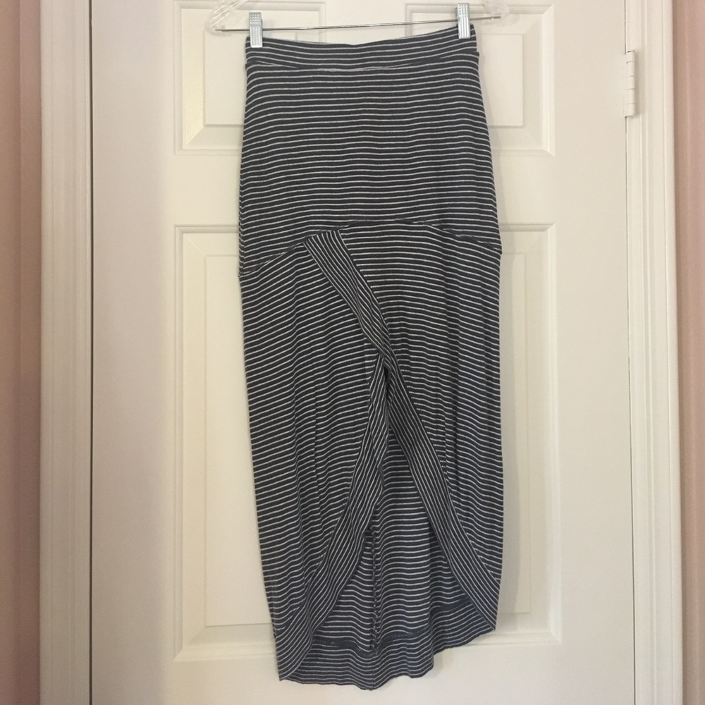 Grey & white striped wrap skirt