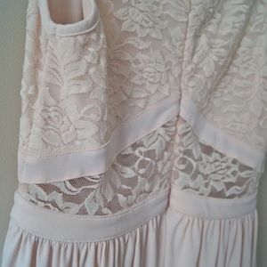 Blush lace mesh top dress