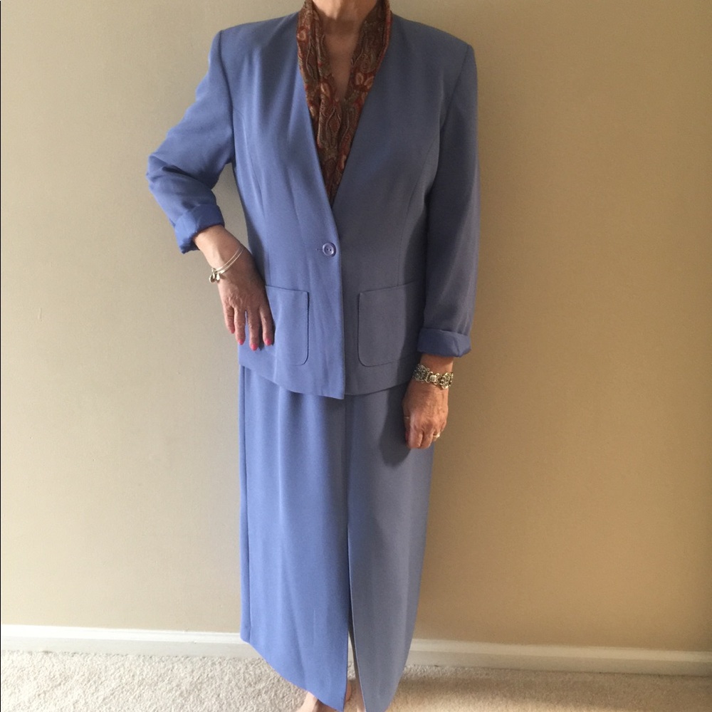 Periwinkle blue suit with skirt