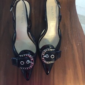 Vintage Prada low heel pumps with buckle