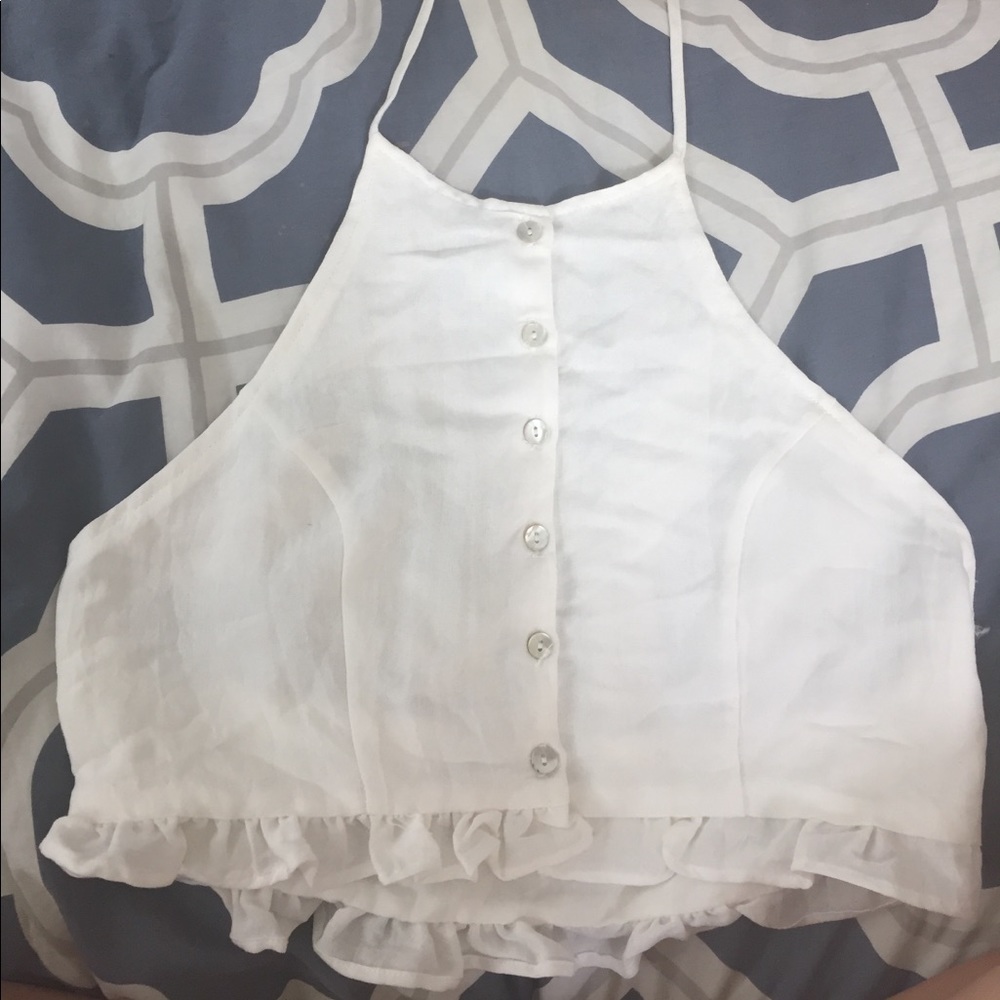 White Halter Crop Top