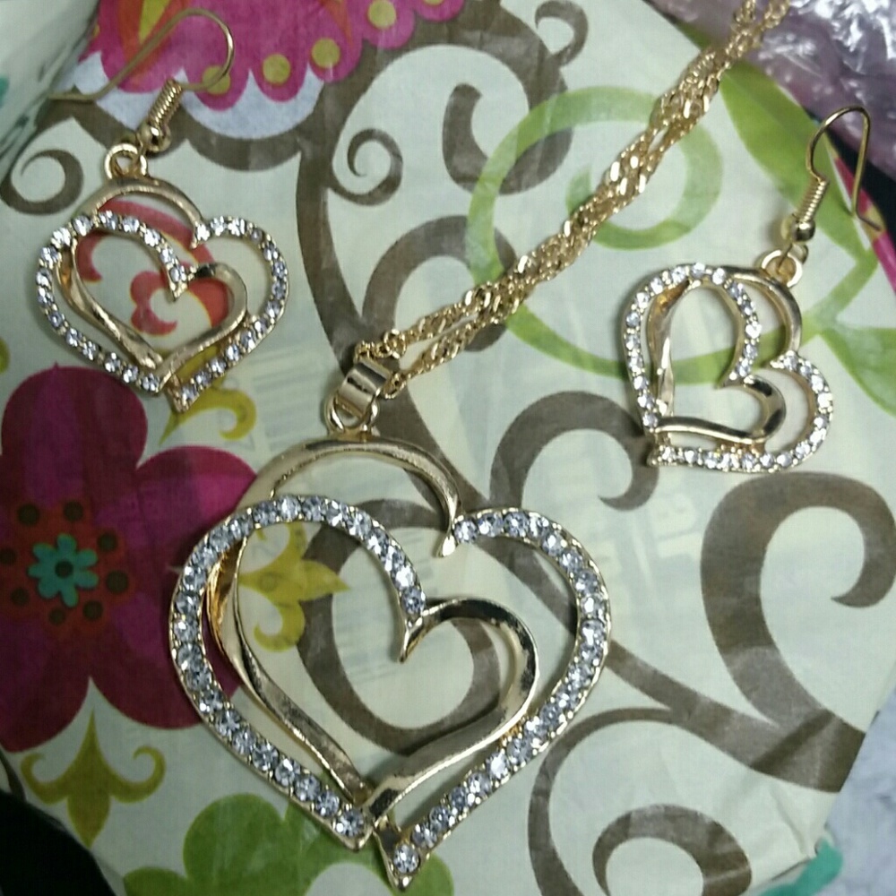 Three piece necklace earring set