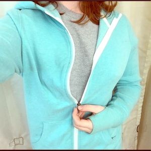 Tek Gear Turquoise Zip Up Hoodie (w/ thumb holes)