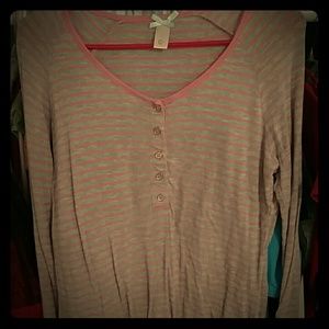 Striped pink and grey long sleeved downeast shirt