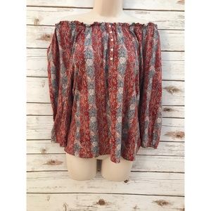 Floral Boho CHAPS DENIM Off-Shoulder Floral Top