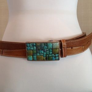 Two Tone Brown Leather Belt
