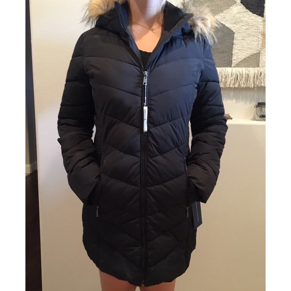 Black Tommy Hilfiger puffer jacket