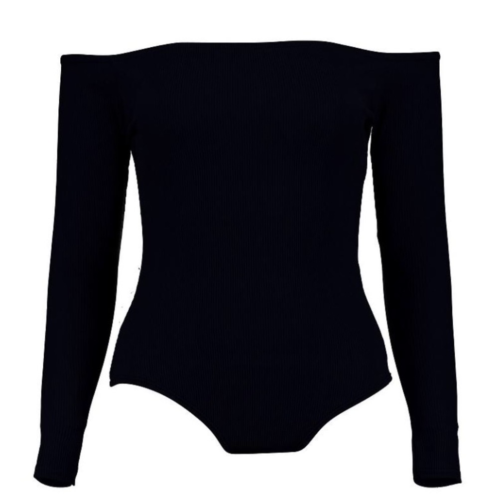 off the shoulder bodysuit in black