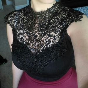NEVER WORN Black Crochet Crop Top