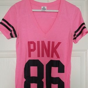 Pink V-neck T Shirt