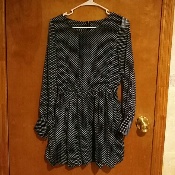 Navy blue polka dots Dress - Picture 1 of 8