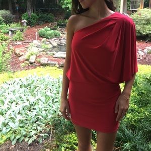 Jessica Simpson Red One Shoulder dress.