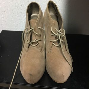 Nude bootie wedges - used