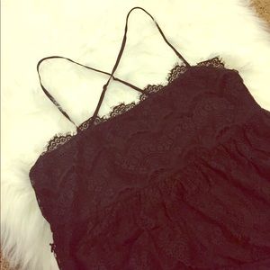 Black Lace Flowy Tank