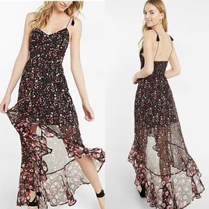 NWT Floral Print Tie Shoulder Ruffle Dress