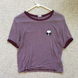 Brandy Melville alien stripe red top 👽