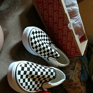 BLACK AND WHITE Slip on Vans BRAND NEW NEVER WORN
