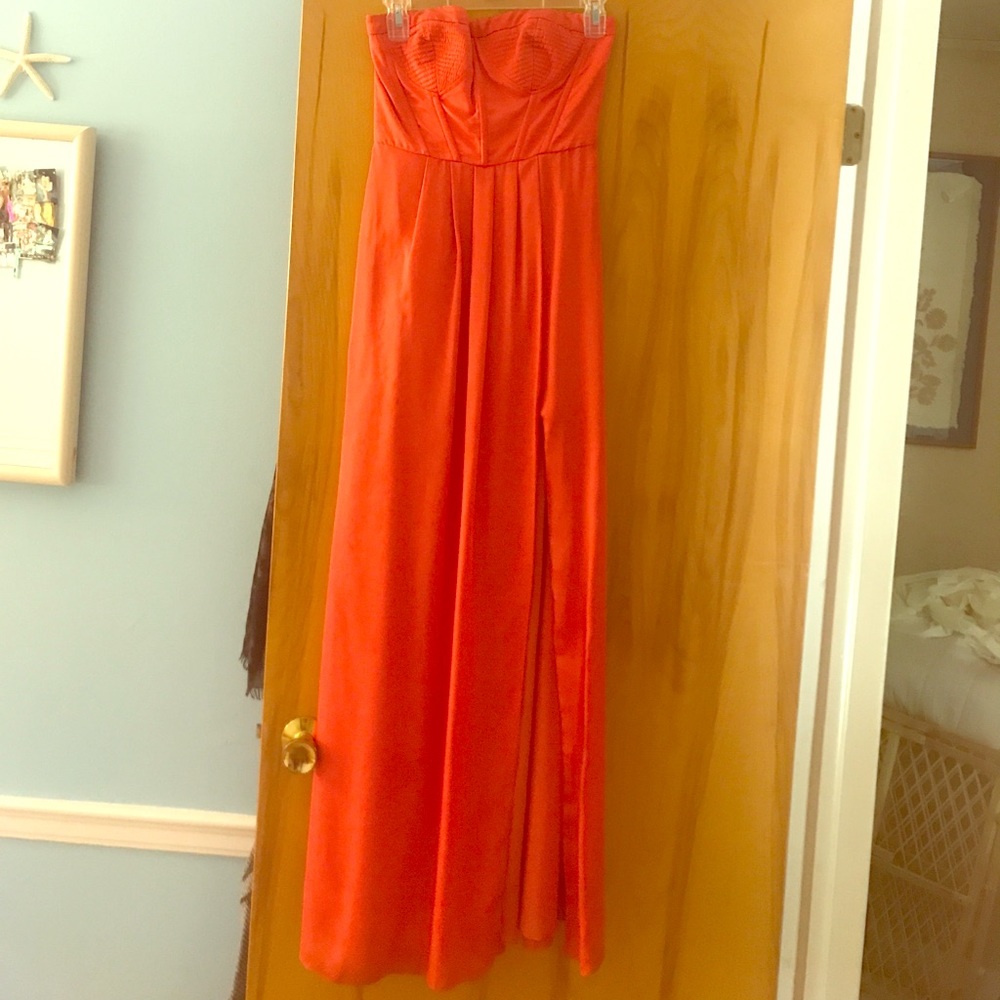 BCBG orange gown/dress side slit size 2 worn once