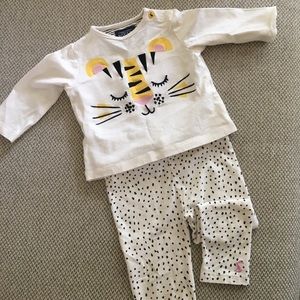 Meow 🐱 girls Joules 9-12m play top w/ bottom