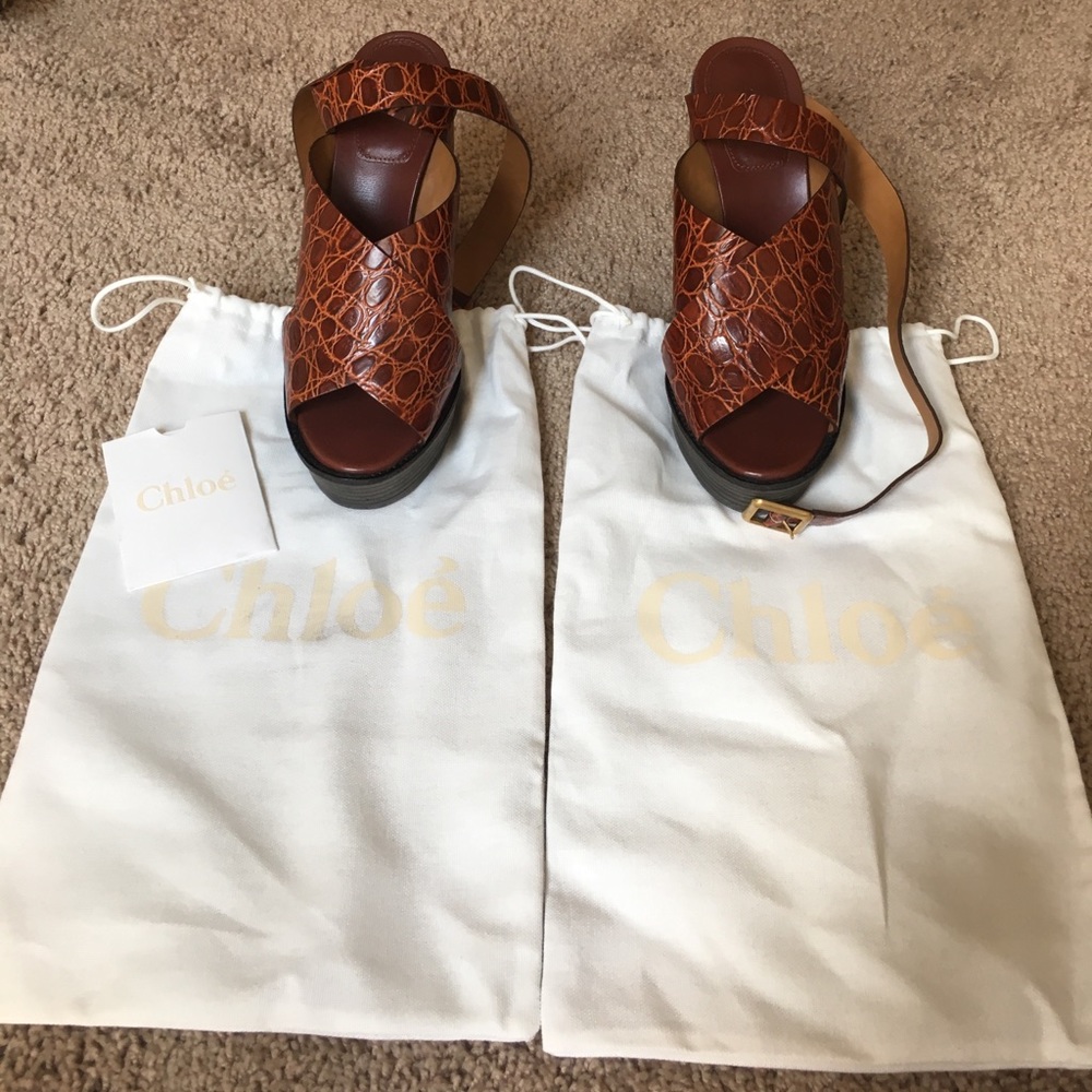 Chloe Mandarin Chestnut Brown Platforms
