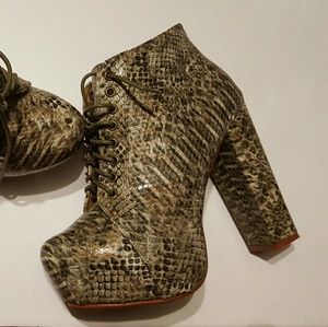 Snakeskin booties