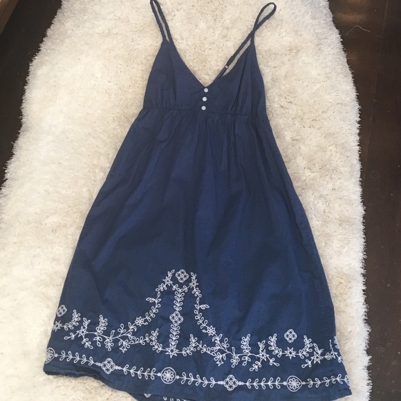 Aeropostale Dresses & Skirts - Navy Cross Strap Dress with Flower Embroidery