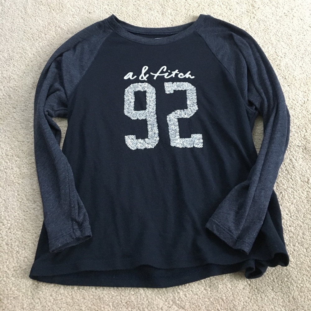 blue glittery abercrombie shirt