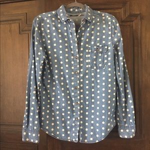 Chambray Polka Dot Long Sleeve