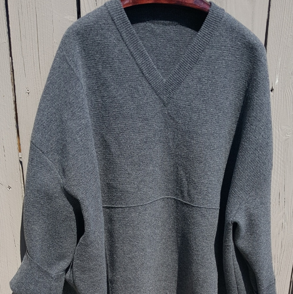 New Balenciaga Oversized Gray Wool V-neck Sweater