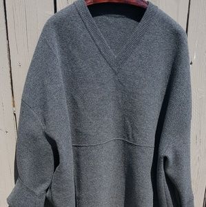 New Balenciaga Oversized Gray Wool V-neck Sweater