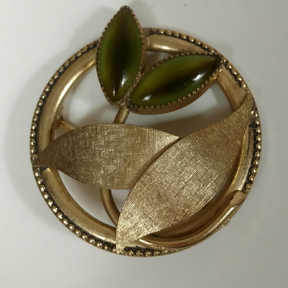 Vintage round abstract floral brooch - Picture 5 of 5