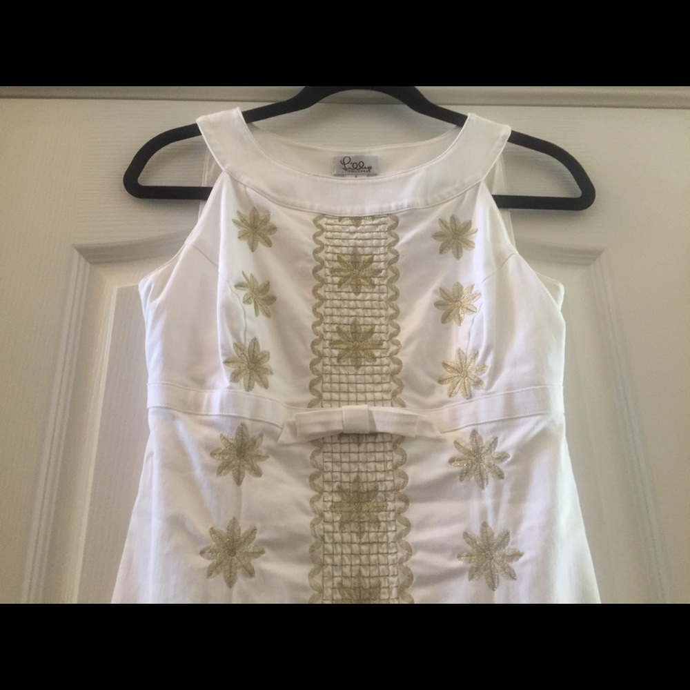 Lilly Pulitzer white and gold dress 0, xs